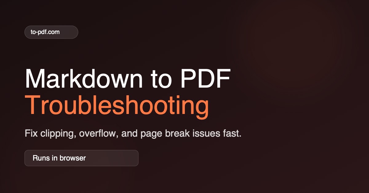 Markdown to PDF troubleshooting guide cover